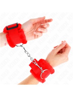 Kink - Furry Lined Wrist Restraints Red Adjustable 17-31 Cm X 7 Cm