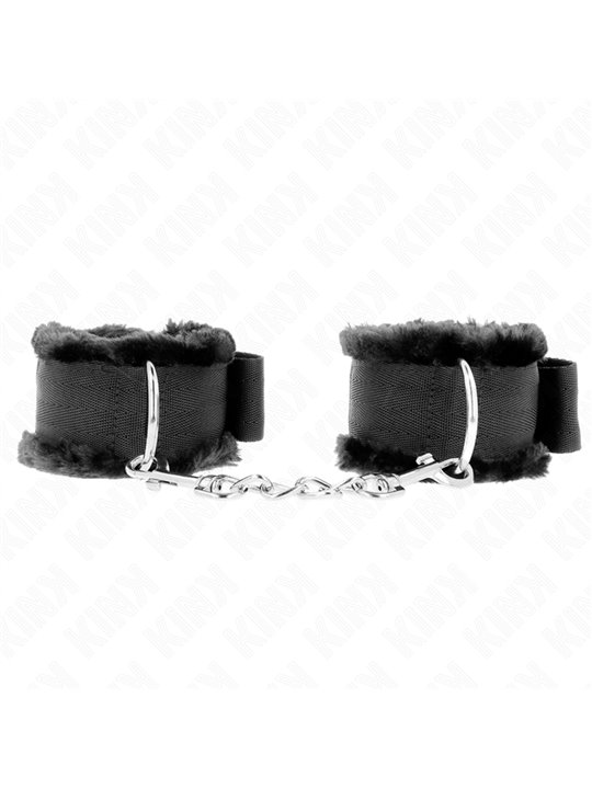 Kink - Furry Lined Wrist Restraints Black Adjustable 17-31 Cm X 7 Cm