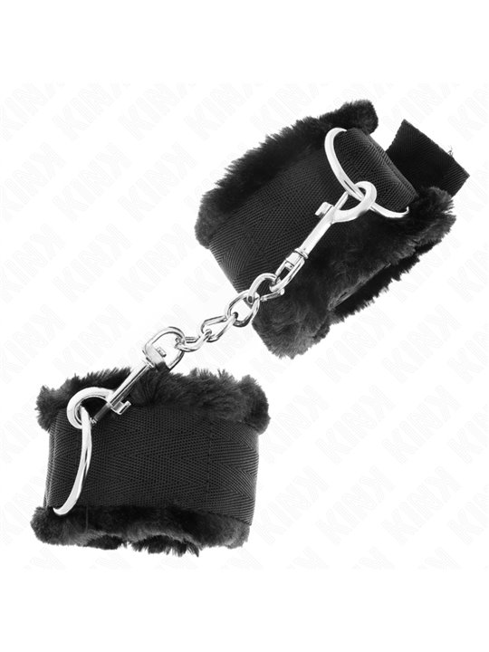 Kink - Furry Lined Wrist Restraints Black Adjustable 17-31 Cm X 7 Cm