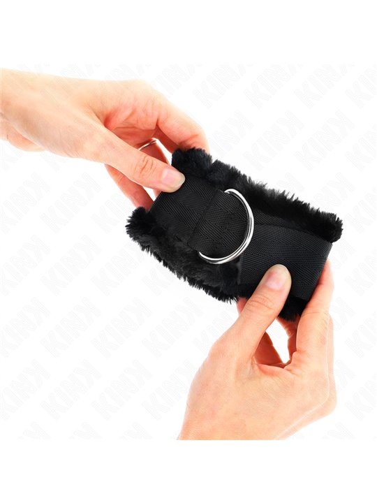 Kink - Furry Lined Wrist Restraints Black Adjustable 17-31 Cm X 7 Cm