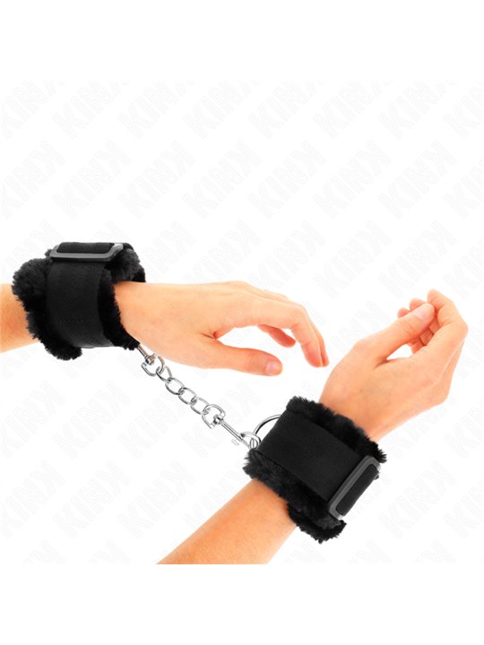 Kink - Furry Lined Wrist Restraints Black Adjustable 17-31 Cm X 7 Cm