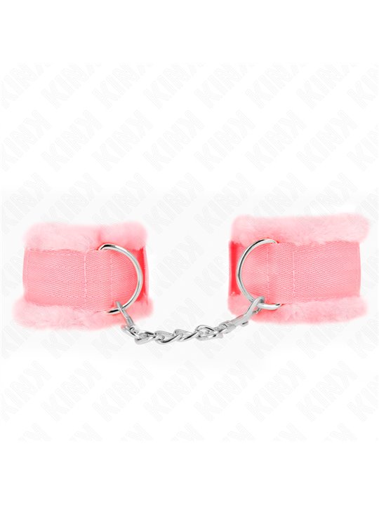 Kink - Polsini Rosa Foderati in Pelliccia 17-31x7 Cm