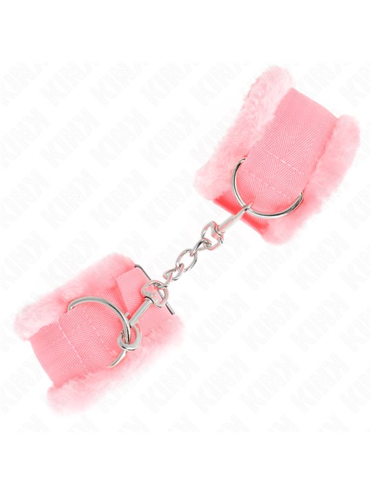 Kink - Furry Lined Wrist Restraints Pink Adjustable 17-31 Cm X 7 Cm