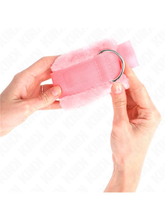Kink - Polsini Rosa Foderati in Pelliccia 17-31x7 Cm