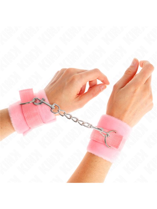 Kink - Beginner Fur Hand Cuffs Pink 30 X 7 Cm
