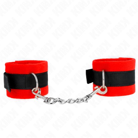 Kink - Polsini Neri/Rossi per Principianti con Pelliccia Interna 30x7 Cm