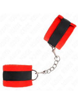 Kink - Polsini Neri/Rossi per Principianti con Pelliccia Interna 30x7 Cm