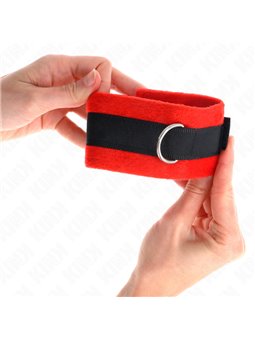 Kink - Polsini Neri/Rossi per Principianti con Pelliccia Interna 30x7 Cm