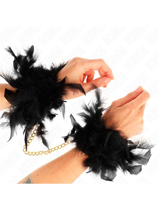 Kink - Feather Hand Cuffs With Gold Chain Model 1