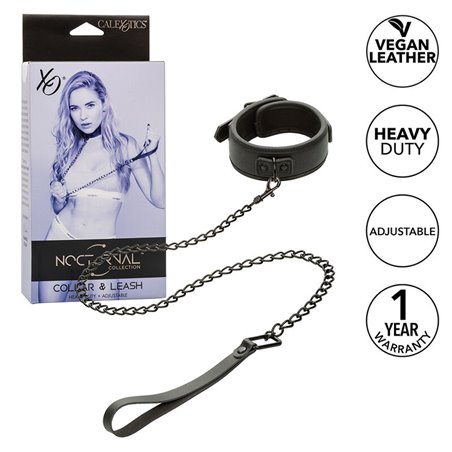 Calexotics Nocturnal - Collare con Guinzaglio in Pelle Vegana Nero