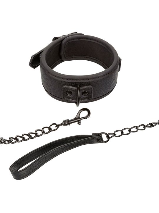 Calexotics Nocturnal - Collare con Guinzaglio in Pelle Vegana Nero