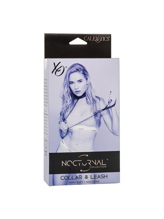 Calexotics Nocturnal - Collare con Guinzaglio in Pelle Vegana Nero