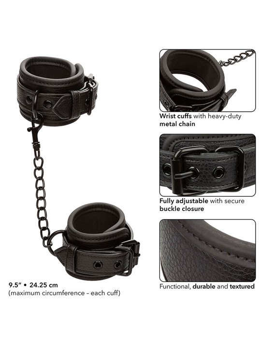 Calexotics Nocturnal - Polsini in Pelle Vegana Nera Regolabili 24,25 Cm