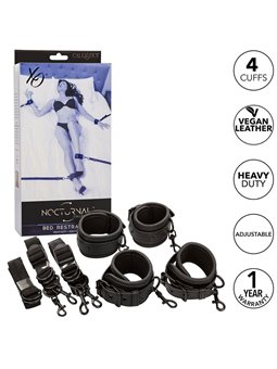 Calexotics - Nocturnal Bed Restraints Leather Adjustable Black