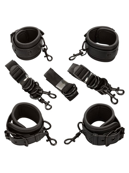 Calexotics - Nocturnal Bed Restraints Leather Adjustable Black