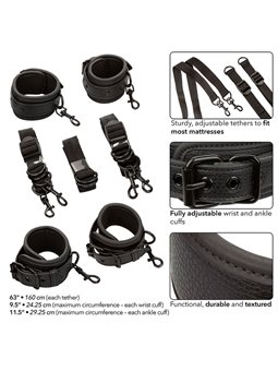 Calexotics - Nocturnal Bed Restraints Leather Adjustable Black