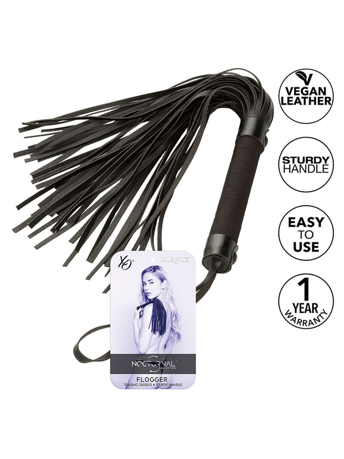 Calexotics Nocturnal - Frusta con Nappe in Pelle Vegana Nera 39,25 Cm