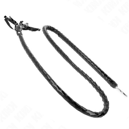 Kink - Frusta Lunga in Pvc Lucido Nero Intrecciato 138 Cm