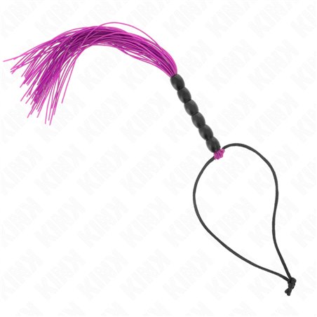 Kink - Mini Frusta in Silicone Viola con Manico Nero di Perline 26 Cm