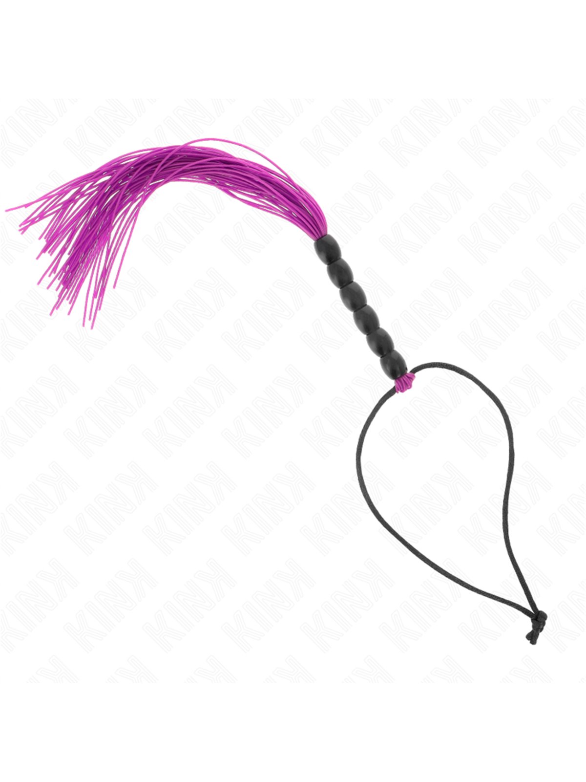 Kink - Mini Frusta in Silicone Viola con Manico Nero di Perline 26 Cm