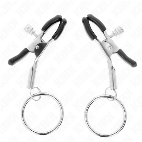 Kink - Morsetti a Vite per Capezzoli Colore Nero con O-Ring 6 Cm