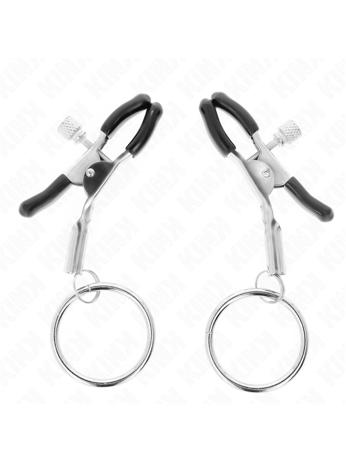 Kink - Morsetti a Vite per Capezzoli Colore Nero con O-Ring 6 Cm