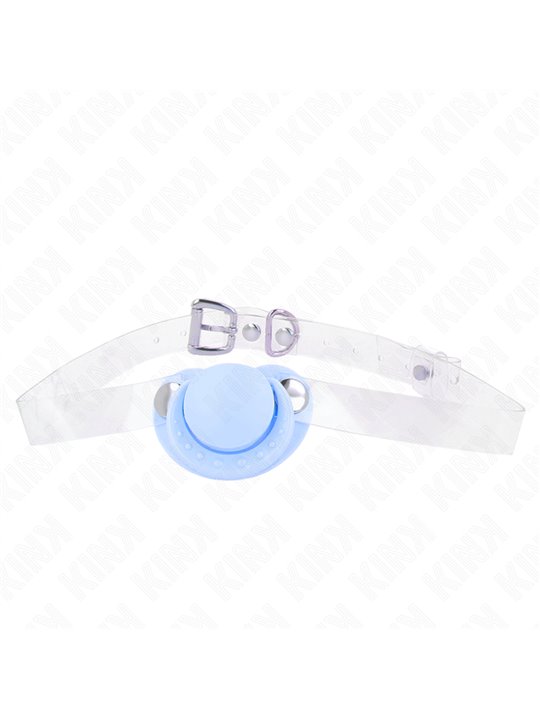 Kink - Bavaglio Trasparente 43-60 Cm con Ciuccio Azzurro 5,5 x 4 Cm