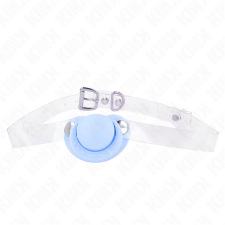 Kink - Bavaglio Trasparente 43-60 Cm con Ciuccio Azzurro 5,5 x 4 Cm