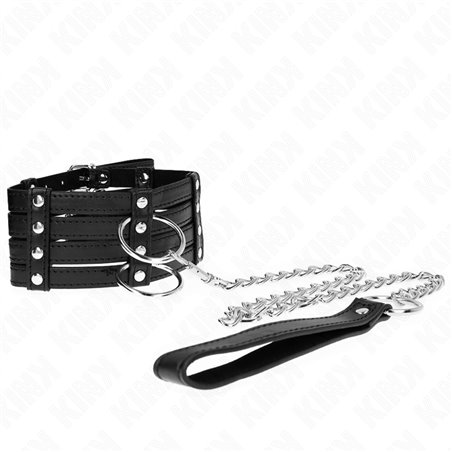 Kink - Collare con Rivetti 35-51 x 7 Cm e Guinzaglio 65 Cm Nero
