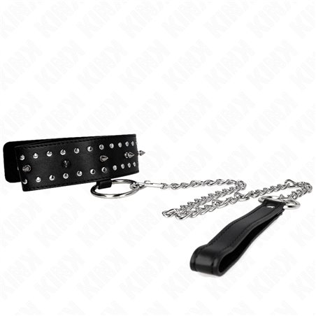 Kink - Necklace With Leash 65 Cm With Silver Studs Model 1 Adjustable 36-43 Cm X 5 Cm