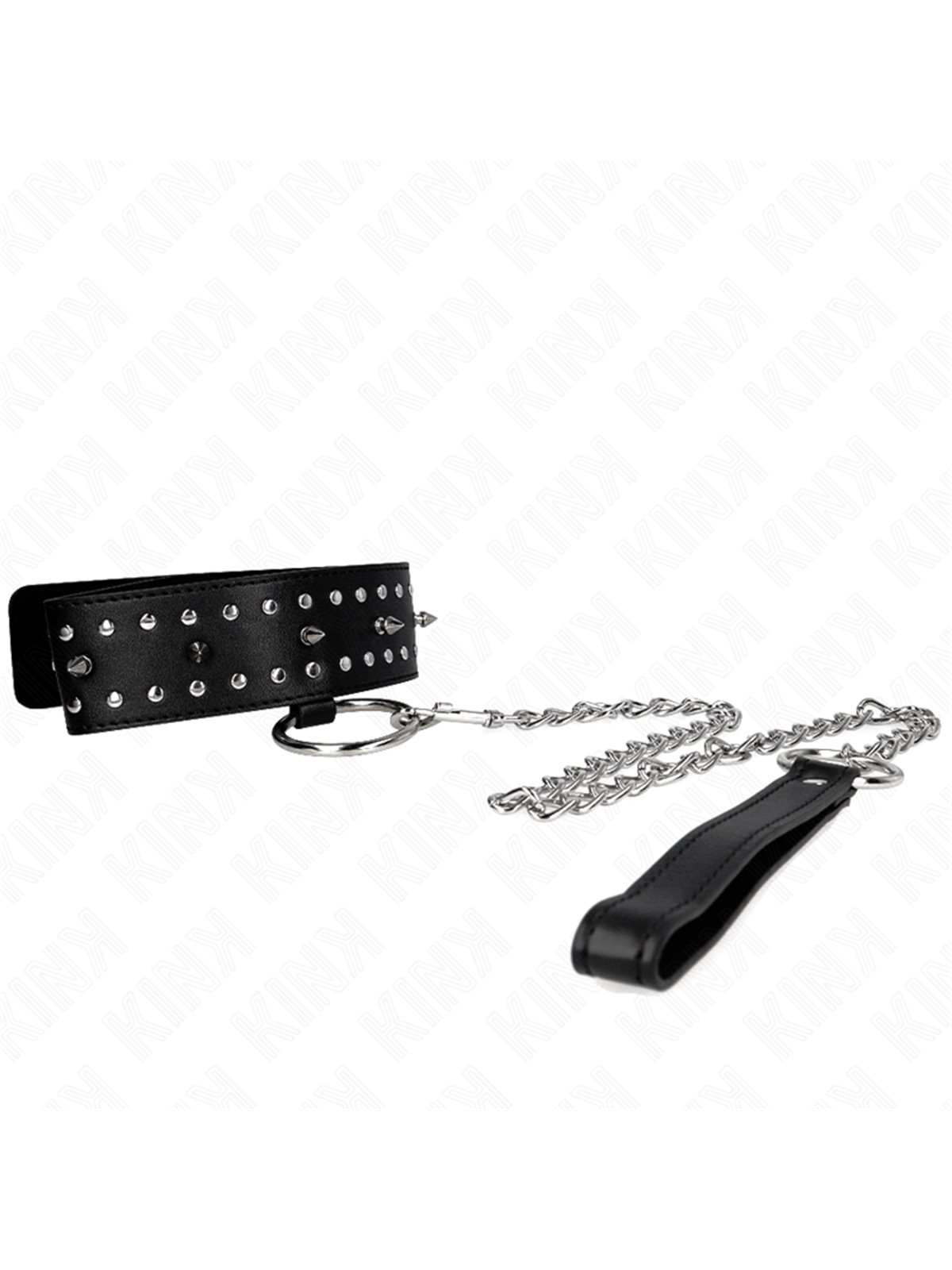 Kink - Necklace With Leash 65 Cm With Silver Studs Model 1 Adjustable 36-43 Cm X 5 Cm