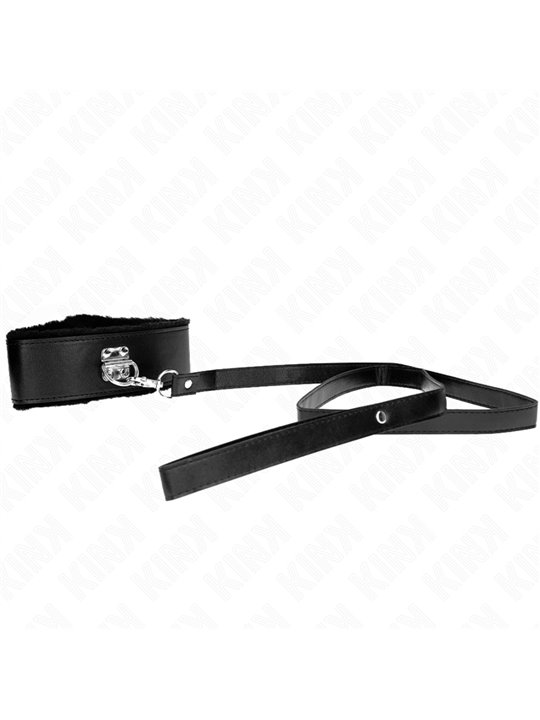 Kink - Necklace With Leash 116 Cm With Silver Studs Model 4 Black Adjustable 40-48 Cm X 6 Cm