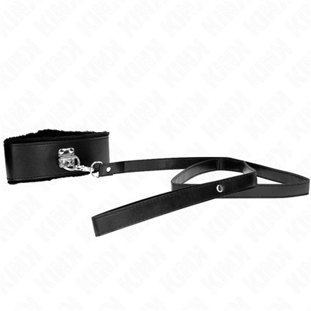 Kink - Necklace With Leash 116 Cm With Silver Studs Model 4 Black Adjustable 40-48 Cm X 6 Cm