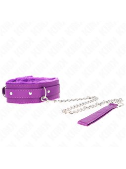 Kink - Collar With Leash 65 Cm With Restrictions Purple 36-42 Cm X 5.5 Cm