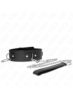 Kink - Collare con 3 Anelli 36-43 x 5 Cm e Guinzaglio 65 Cm Mod 2 Nero