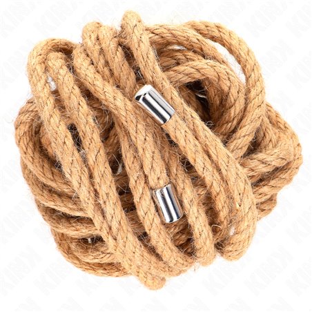 Kink - Corda di Canapa per Bondage con Terminale in Metallo 5 Metri