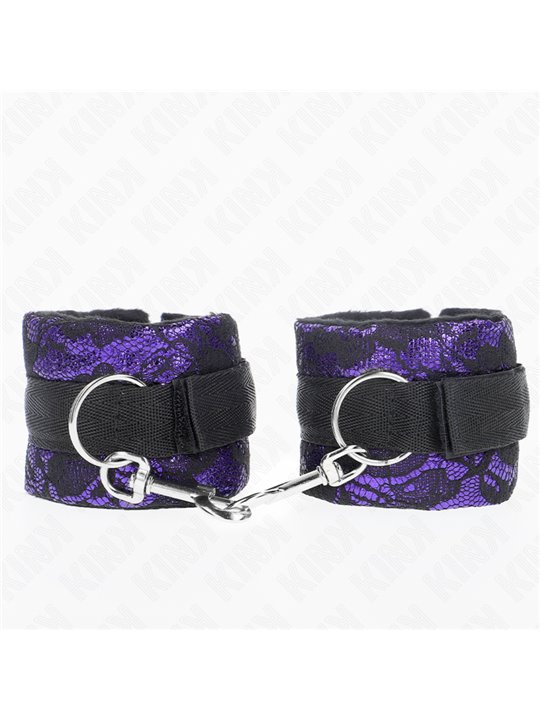Kink - Short Velvet Lace Wrist Restraints And Nylon Bind Purple / Black 23 X 6.5 Cm