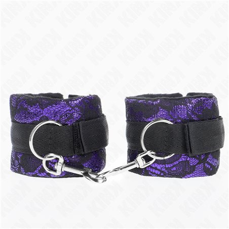 Kink - Polsini in Tessuto con Dettagli in Pizzo Viola/Nero 23x6,5 Cm
