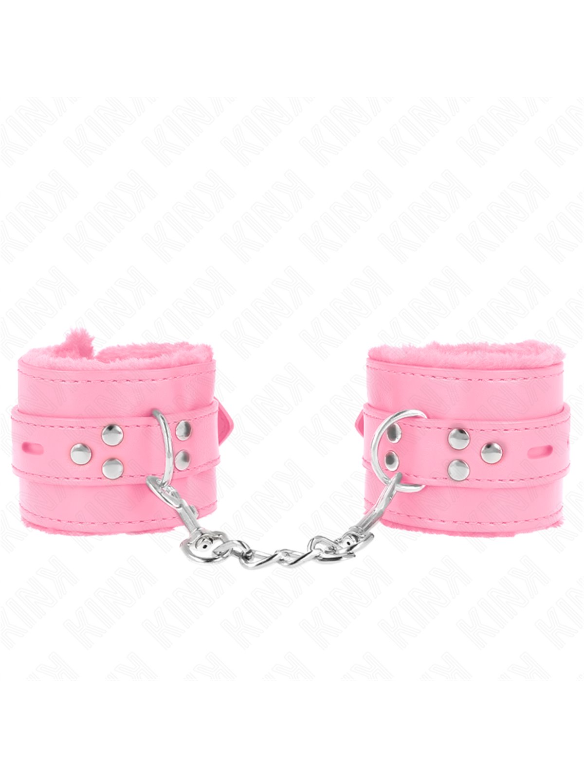 Kink - Fur Lined Wrist Restraints With Square Holes Pink And Pink Belt Adjustable 17-29 Cm X 6 Cm