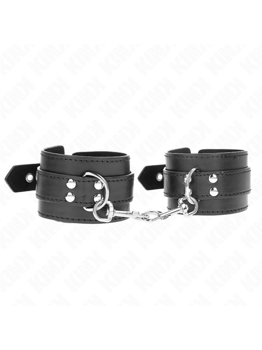 Kink - Polsini in Pelle Vegana Nera con Borchie 35x6 Cm