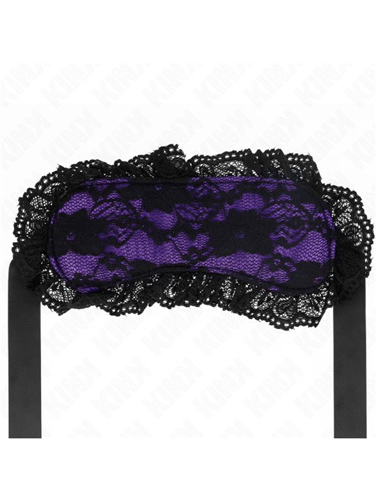 Kink - Mascherina Copri Occhi Viola con Pizzo Nero 22,5x11 Cm Mod 2