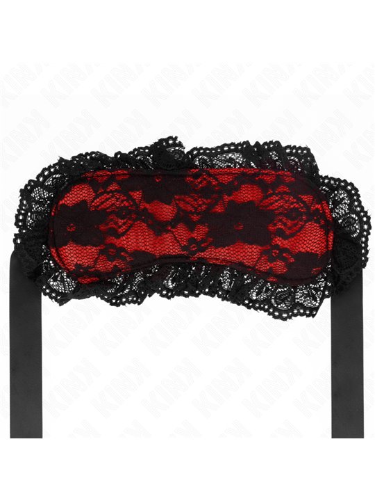 Kink - Mascherina Copri Occhi Rossa con Pizzo Nero 22,5x11 Cm Mod 3