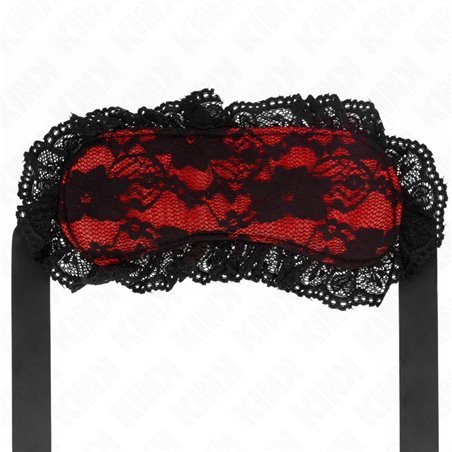 Kink - Mascherina Copri Occhi Rossa con Pizzo Nero 22,5x11 Cm Mod 3