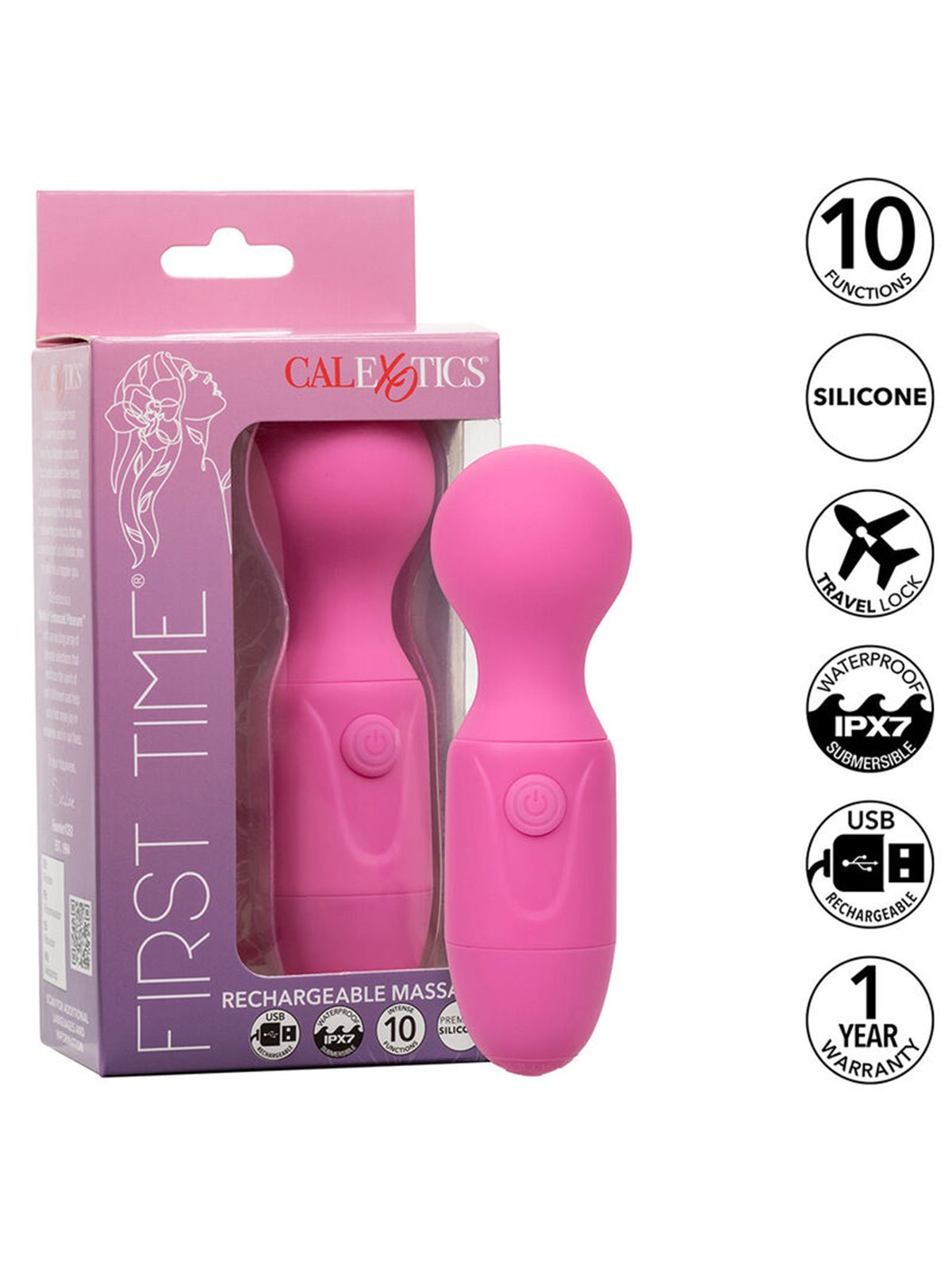 Calexotics - First Time Rechargeable Massager 10 Vibrations Pink
