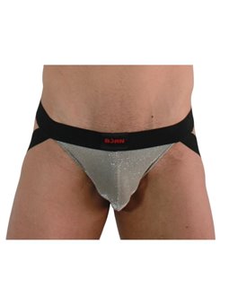 Burn 001 - Jockstrap Sospensorio Beige Lucido e Nero Taglia L
