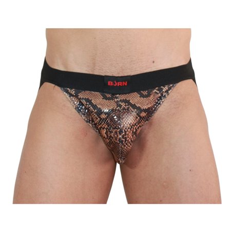 Burn 002 - Jockstrap Sospensorio Trama Serpente e Bordi Neri Taglia S