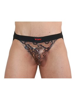 Burn 002 - Jockstrap Sospensorio Trama Serpente e Bordi Neri Taglia M