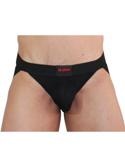 Burn 003 - Jockstrap Sospensorio Nero Lucido Taglia XL