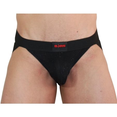 Burn 003 - Jockstrap Sospensorio Nero Lucido Taglia XL