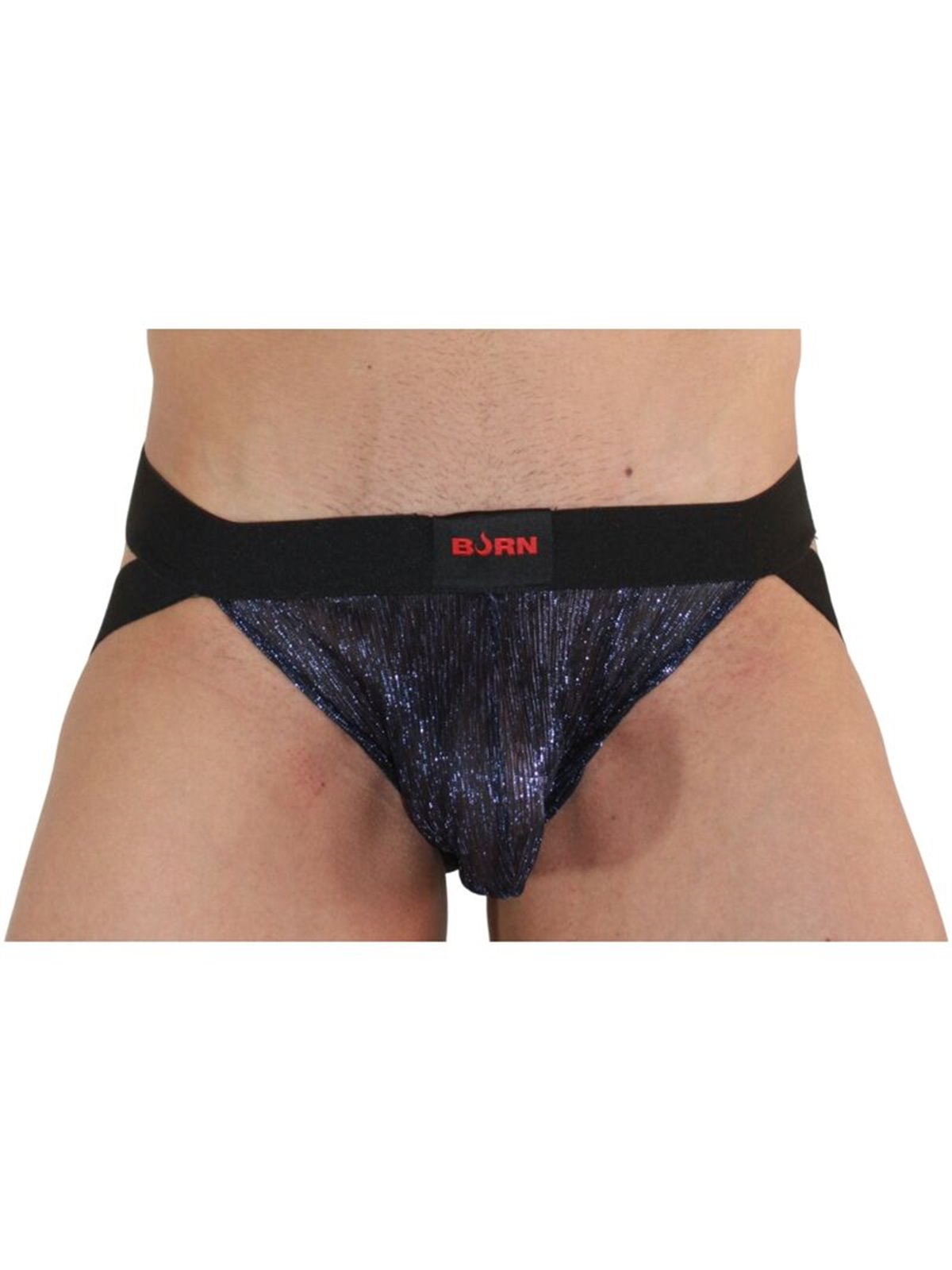 Burn 006 - Jockstrap Sospensorio Blu Lucido e Nero Taglia S